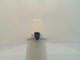 14Kt. White Gold 0.29ctdw 0.75ctgw Natural Baguette Diamond and Genuine Emerald Cut Sapphire Ring