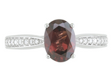 14Kt. White Gold 0.14Ctdw 1.63Cgw Natural Round Diamond And Genuine Oval Mozambique Garnet Ring Size 7
