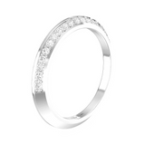 14Kt. White Gold 1/10 Ctdw Natural Round Diamond Beveled Edge Flat on one Side Band Size 6