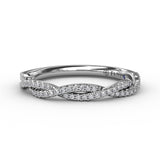 14Kt. White Gold 0.21Ctdw Natural Round Diamond Twisted Wedding Ring Size 6.5 by Fana