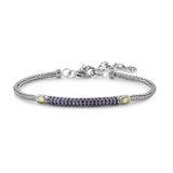 Sterling Silver and 18kt Yellow Gold Amethyst Bar Bracelet 7.5" by Samuel B