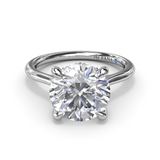 14kt. White Gold 0.10ctdw Classic Hidden Halo Natural Diamond Engagement Ring by Fana size 7