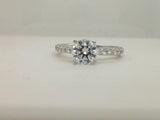 14kt. White Gold Shared Prong Natural Round Diamond Semi Mount Waiting for any size or shape center