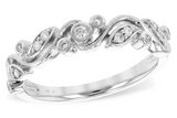 14kt. White Gold 0.14ctdw Natural Round Diamond Filigree wedding ring size 7