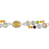 Sterling Silver 22Kt Yellow Gold Vermeil  opal, peridot and rhodolite garnet toggle bracelet by Michou