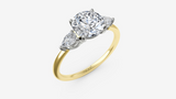Two Tone 14 Karat Ring "Dyani" Size 6.5 With 2=0.21Tw Pear G/H Si Natural Diamonds For 6.5mm round center by Naledi