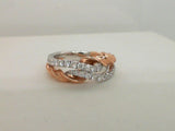 14Kt. Rose And White Gold 0.52Ctdw Natural Round Diamond Ring Size 6.5