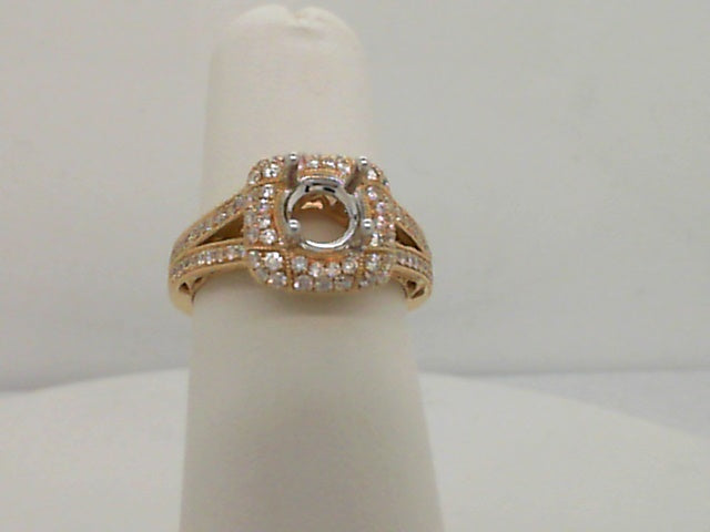 14Kt. Yellow Gold 0.63Ctdw Natural Round Diamond Halo With Open Gallery Semi Mount For 6.5Mm Round Center Size 6.5