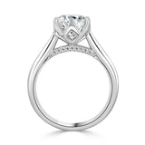 14kt. White Gold Six Prong Tullip Cathedral Solitaire with diamond bridge for a 1.5-2ct Round Center