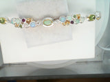 Sterling Silver 22Kt Yellow Gold Vermeil  opal, peridot and rhodolite garnet toggle bracelet by Michou