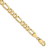 10kt Yellow Gold 5.25mm Solid Flat Figaro Bracelet 8"