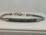 Sterling Silver 18Kt. Yellow Gold Pave' Set Genuine Black Spinel Bracelet By Samuel B