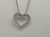 Sterling Silver 1/10Ctdw Natural Round Diamond Heart Shaped Pendant On Fine Box Chain
