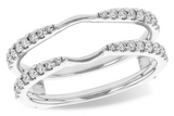 14kt. White Gold 1/3ctdw Tapered Natural Round Diamond Insert/ Guard Wedding Ring Size 7