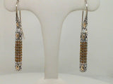 Sterling Silver 18Kt. Yellow Gold Pave' Set Genuine Citrine Drop Earrings On French Wires By Samuel B