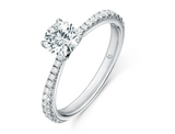 Platinum Vela Diamond Band Engagement 0.32Ct Hearts On Fire