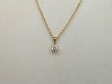 Lady's Yellow 14 Karat 6 Prong Solitaire Necklace Length 18 With One 0.25Ct Round G/H Si2 Natural Rare & Forever Diamond