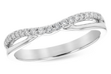 Platinum 0.17ctdw. Natural Round Diamond Curved wedding ring size 7