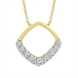 14kt. yellow gold 3/8 ctdw Geometric square Natural Round Diamond Necklace