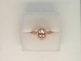 14Kt. Rose Gold 30=0.24Ctdw 1=1.20Cgw Natural Round Diamond And Genuine Oval Morganite Ring Size 7