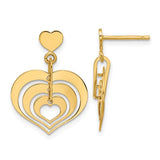 14kt Yellow Gold Heart Dangle Post Earrings