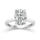 14kt. White Gold Natural Round Diamond Hidden Halo Oval semi mount ring for a 3ct. center size 7