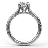 14kt White Gold Round Diamond Prong Set Semi Mount