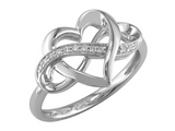 10Kt. White Gold Heart Ring With 0.05Ct Natural Round Diamonds