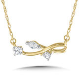 Lady's Yellow 10 Karat Open Link Necklace Length 18 With 1/10Ctw Of Diamonds