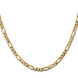 10kt Yellow Gold 4mm Solid Flat Figaro Chain 20"