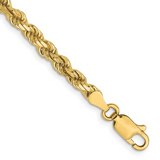 14kt Yellow Gold 3.5mm Solid Diamond Cut Rope Bracelet 9"