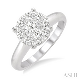 14Kt. White Gold 1.0Ctdw Natural Round Diamond Lovebright Solitaire Ring Size 6.5