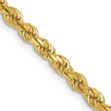 14kt Yellow Gold 3mm Diamond Cut Solid Rope Chain 22