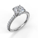 14kt White Gold Round Diamond Prong Set Semi Mount