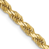 10kt Yellow Gold 3mm Diamond Cut Solid Rope Chain 18"