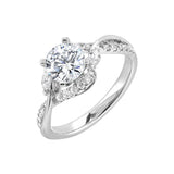 14kt. White Gold Infinity Round and Marquise shaped Natural Diamond Semi Mount Ring