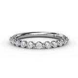 14Kt. White Gold 0.46Ctdw Natural Round Diamond Single Shared Prong Band Size 6.5 by Fana