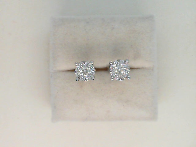 14Kt. White Gold 0.75Ctdw Natural Round Lovebright Stud Earrings