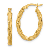 14kt Yellow Gold Medium Oval Faceted Hoop Earrings
