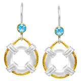 Sterling Silver 22kt. Yellow Gold Life Bouy with Genuine Blue Topaz on French Wire earrings by Michou