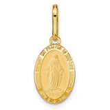 14Kt. Yellow Gold Oval Polished And Matte Finished Miraculous Medal