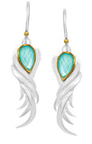 Sterling Silver 22Kt. Gold Vermeil Mother Of Pearl Turqouise French Wire Earring By Michou