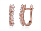 14kt Rosé Gold 0.42ct Natural Princess Cut Diamonds and 0.11ct Natural Round Diamond Small Hoop Earrings