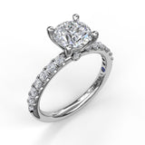 14Kt. White Gold 0.37Ctdw Fine Natural Round Diamond Semi Mount For A 1Ct. Round Size 6.5 by Fana