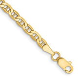 14Kt.Yellow 3.2mm Semi Solid Anchor Bracelet Length 7