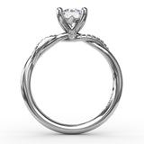14kt White Gold 0.07ct Round Diamond Semi Mount Engagement Ring Holds 0.75ct Round Diamond Center Size 6.5