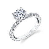14Kt. White Gold "Capri" 0.75ctdw Natural Diamond Round Cut Classic Wide Band Engagement Ring by Sylvie
