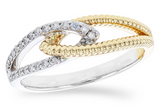 Ladies 14kt White and Yellow Gold 0.14ct Natural Round Diamond Fashion Ring