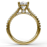 14kt Yellow Gold Natural Round Diamond Cathedral Semi Mount