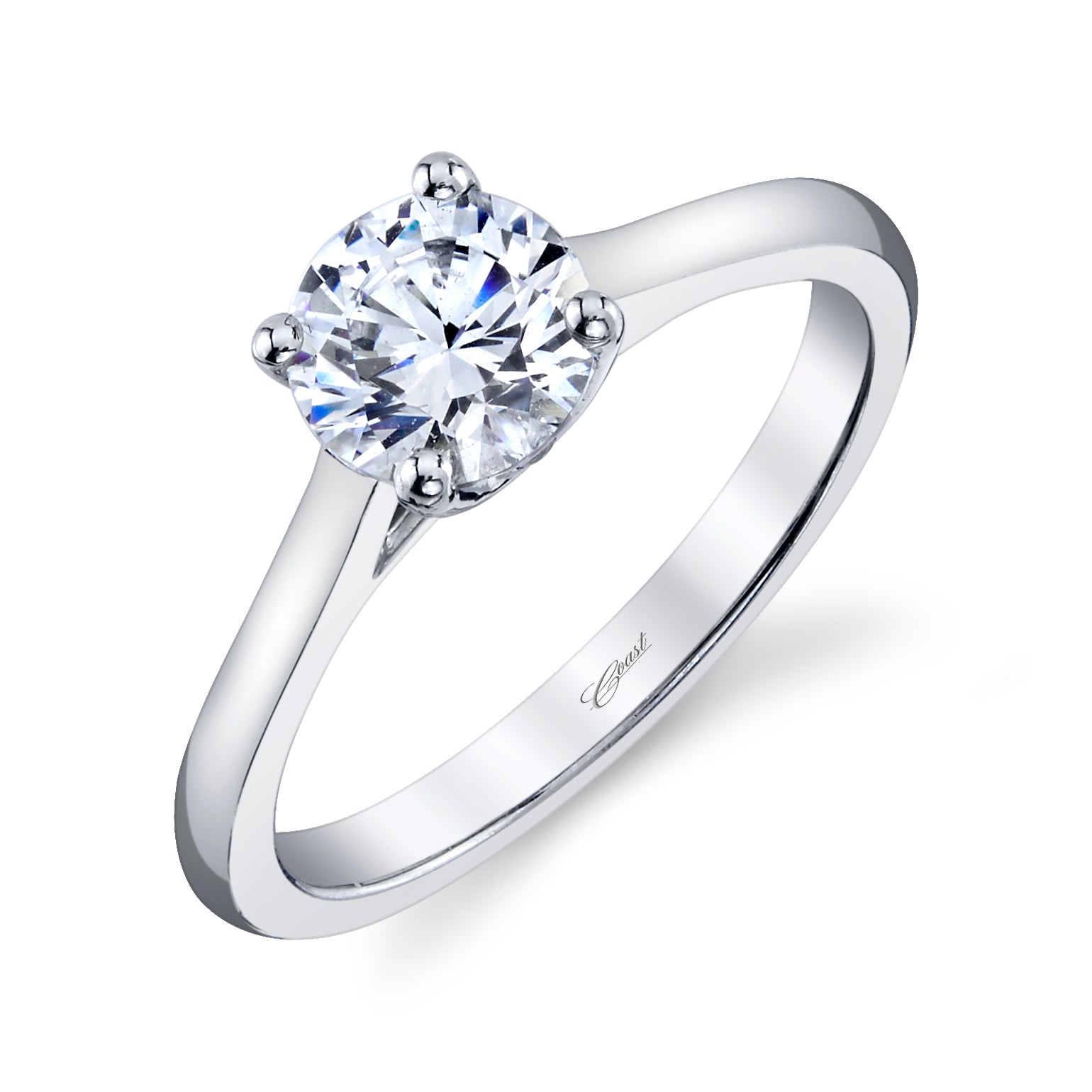 Platinum Four Prong .01Ctdw Surprise Diamond Four Prong Soltaire Engagement Ring
